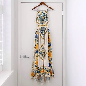 NWOT Farm Rio Long White Açai Flower Dress GG XL
